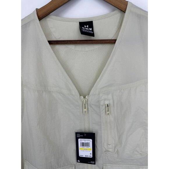 Under Armour Mens UA Legacy Crinkle Vest Beige M Loose Fit Lightweight - Picture 3 of 10